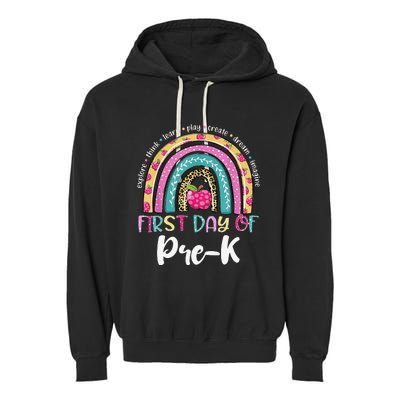 Back To School Rainbow Happy First Day Of PreK Gift Garment-Dyed Fleece Hoodie