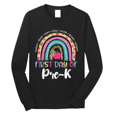 Back To School Rainbow Happy First Day Of PreK Gift Long Sleeve Shirt