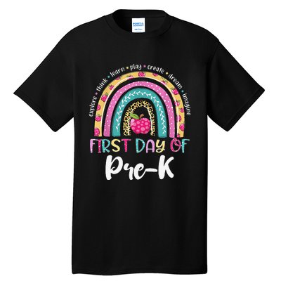 Back To School Rainbow Happy First Day Of PreK Gift Tall T-Shirt