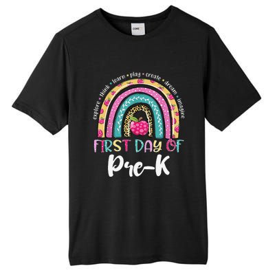 Back To School Rainbow Happy First Day Of PreK Gift Tall Fusion ChromaSoft Performance T-Shirt