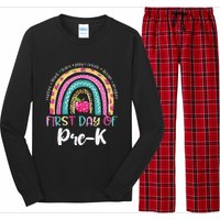 Back To School Rainbow Happy First Day Of PreK Gift Long Sleeve Pajama Set