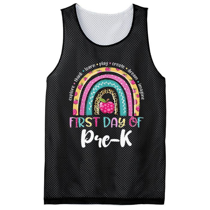 Back To School Rainbow Happy First Day Of PreK Gift Mesh Reversible Basketball Jersey Tank