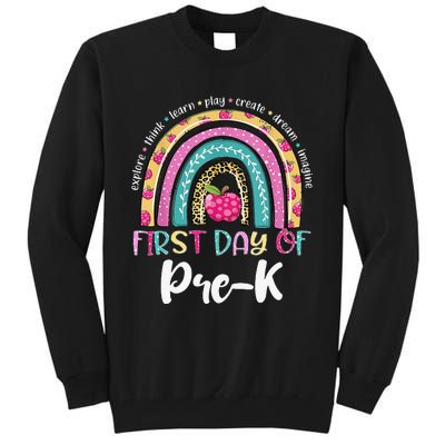 Back To School Rainbow Happy First Day Of PreK Gift Tall Sweatshirt