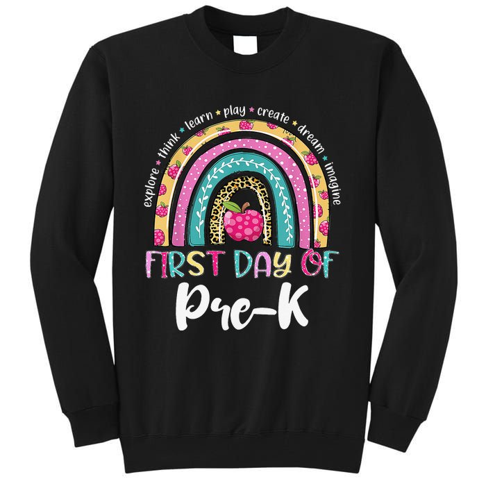 Back To School Rainbow Happy First Day Of PreK Gift Tall Sweatshirt