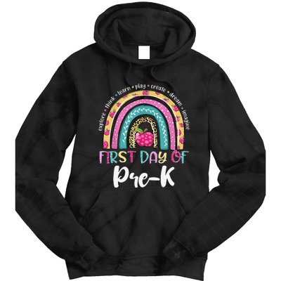 Back To School Rainbow Happy First Day Of PreK Gift Tie Dye Hoodie