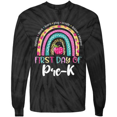 Back To School Rainbow Happy First Day Of PreK Gift Tie-Dye Long Sleeve Shirt