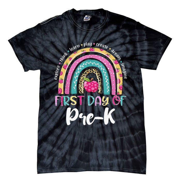 Back To School Rainbow Happy First Day Of PreK Gift Tie-Dye T-Shirt