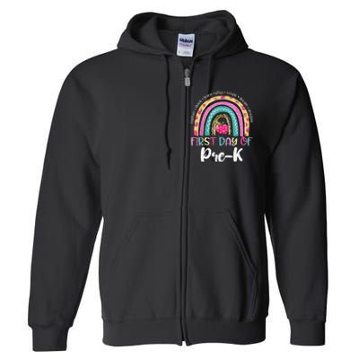 Back To School Rainbow Happy First Day Of PreK Gift Full Zip Hoodie