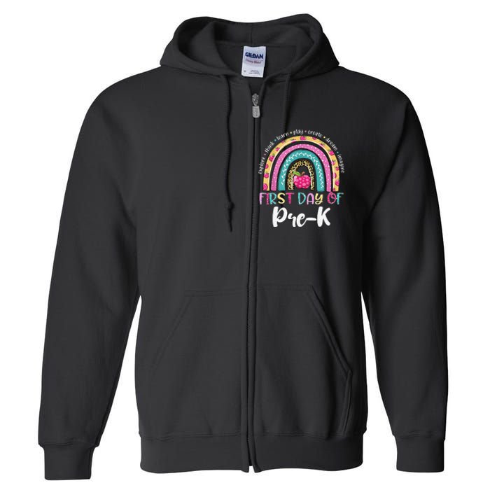 Back To School Rainbow Happy First Day Of PreK Gift Full Zip Hoodie