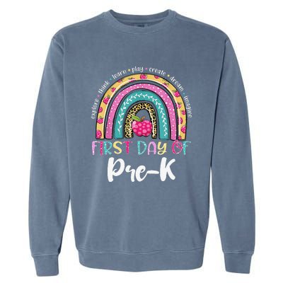 Back To School Rainbow Happy First Day Of PreK Gift Garment-Dyed Sweatshirt