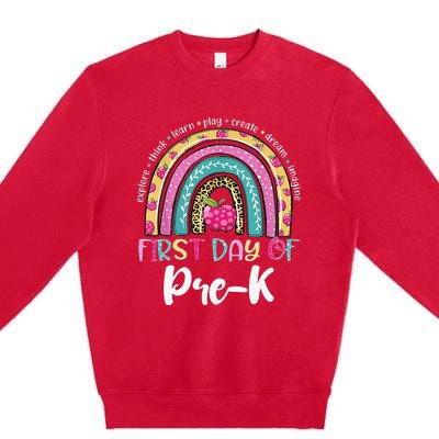 Back To School Rainbow Happy First Day Of PreK Gift Premium Crewneck Sweatshirt