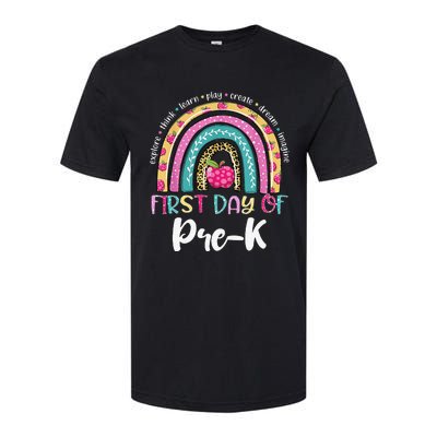 Back To School Rainbow Happy First Day Of PreK Gift Softstyle CVC T-Shirt