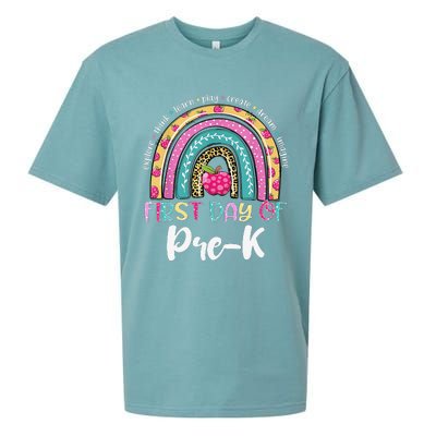 Back To School Rainbow Happy First Day Of PreK Gift Sueded Cloud Jersey T-Shirt