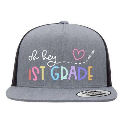 Back To School Oh Hey 1st Grade Teachers Student Flat Bill Trucker Hat