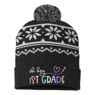 Back To School Oh Hey 1st Grade Teachers Student USA-Made Snowflake Beanie