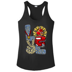 Boxing T Shirts Love Gloves Leopard Sunflower Graphic Ladies PosiCharge Competitor Racerback Tank