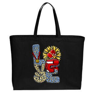 Boxing T Shirts Love Gloves Leopard Sunflower Graphic Cotton Canvas Jumbo Tote