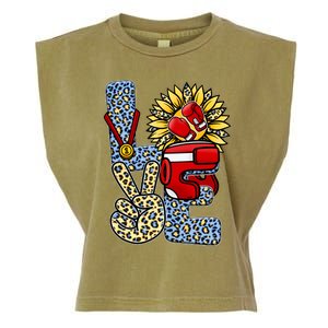 Boxing T Shirts Love Gloves Leopard Sunflower Graphic Garment-Dyed Women's Muscle Tee