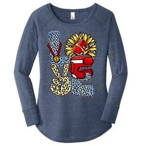 Boxing T Shirts Love Gloves Leopard Sunflower Graphic Women's Perfect Tri Tunic Long Sleeve Shirt