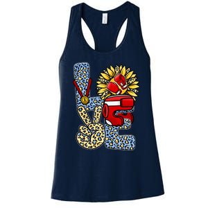 Boxing T Shirts Love Gloves Leopard Sunflower Graphic Women's Racerback Tank