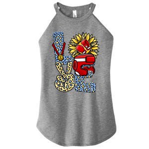 Boxing T Shirts Love Gloves Leopard Sunflower Graphic Women's Perfect Tri Rocker Tank