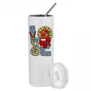 Boxing T Shirts Love Gloves Leopard Sunflower Graphic Stainless Steel Tumbler