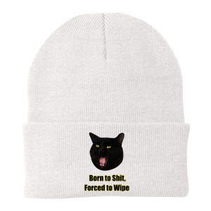 Born To Shit Forced To Wipe Funny Cat Knit Cap Winter Beanie