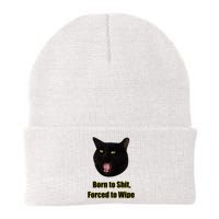 Born To Shit Forced To Wipe Funny Cat Knit Cap Winter Beanie