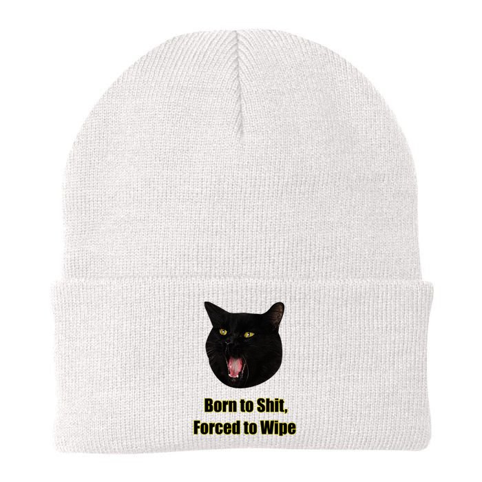 Born To Shit Forced To Wipe Funny Cat Knit Cap Winter Beanie