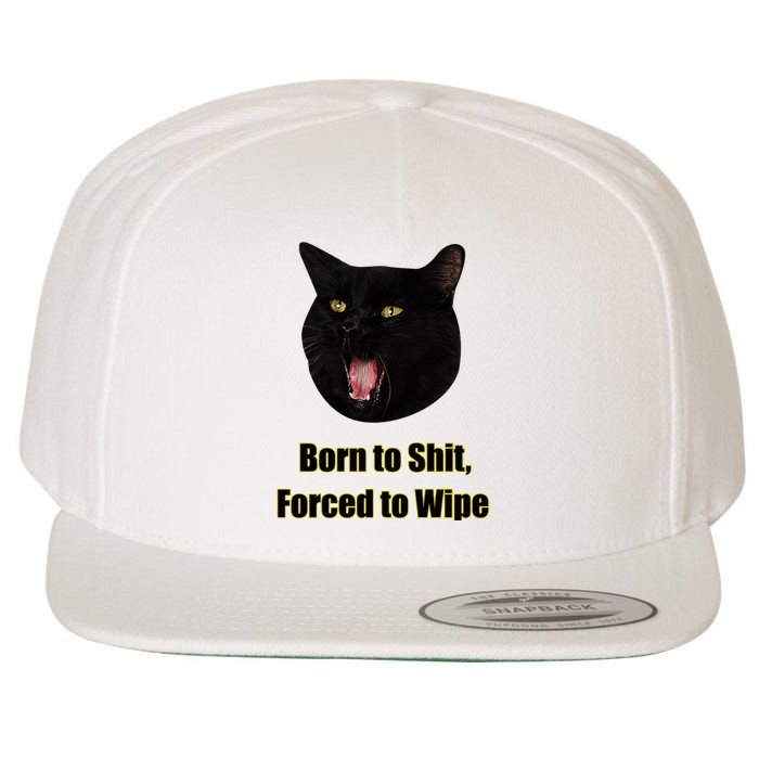 Born To Shit Forced To Wipe Funny Cat Wool Snapback Cap