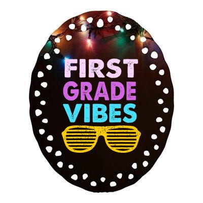 Back To School 1st Grade Vibes First Day Of School 1st Grade Ceramic Oval Ornament