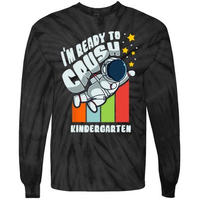 Back To School Cute First Day Of Kindergarten Astronaut Tie-Dye Long Sleeve Shirt