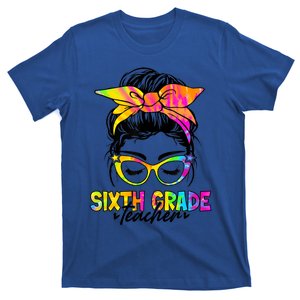 Back To School Sixth Grade Teacher Messy Hair Bun Gift T-Shirt