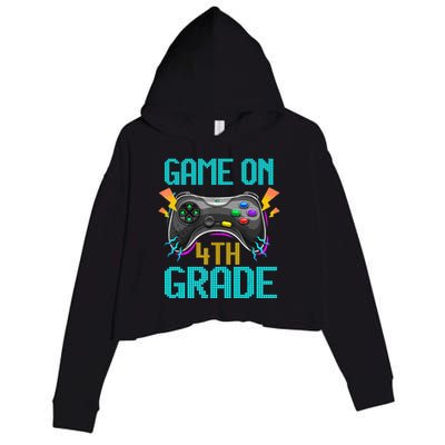 Back To School Game On 4Th Grade Video Gamer Fourth Grade Crop Fleece Hoodie