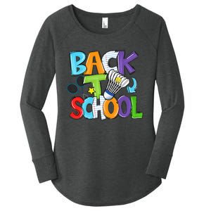 Back To School Badminton Players Funny First Day Of School Women's Perfect Tri Tunic Long Sleeve Shirt