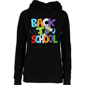 Back To School Badminton Players Funny First Day Of School Womens Funnel Neck Pullover Hood