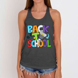 Back To School Badminton Players Funny First Day Of School Women's Knotted Racerback Tank