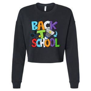 Back To School Badminton Players Funny First Day Of School Cropped Pullover Crew