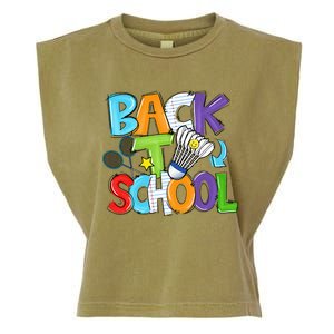 Back To School Badminton Players Funny First Day Of School Garment-Dyed Women's Muscle Tee