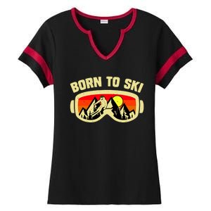 Born To Ski Ladies Halftime Notch Neck Tee