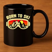 Born To Ski 11oz C Handle Ceramic Mug