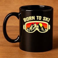 Born To Ski 11oz C Handle Ceramic Mug