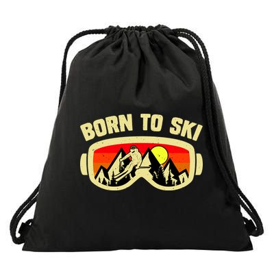 Born To Ski Drawstring Bag