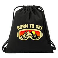 Born To Ski Drawstring Bag