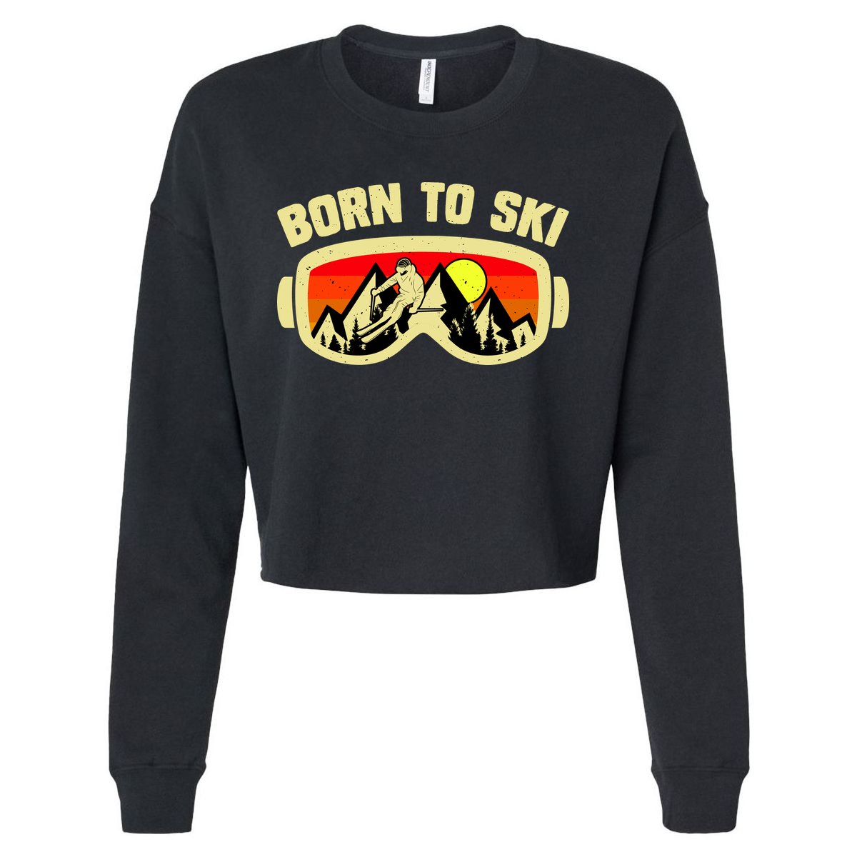 Born To Ski Cropped Pullover Crew