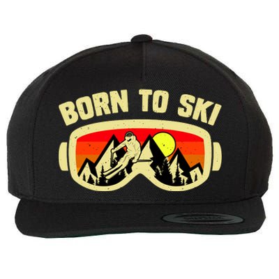 Born To Ski Wool Snapback Cap