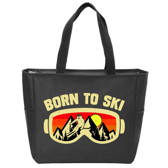 Born To Ski Zip Tote Bag