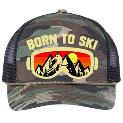 Born To Ski Retro Rope Trucker Hat Cap