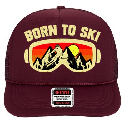 Born To Ski High Crown Mesh Back Trucker Hat