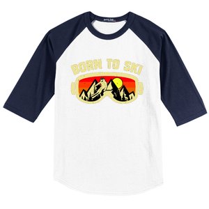 Born To Ski Baseball Sleeve Shirt